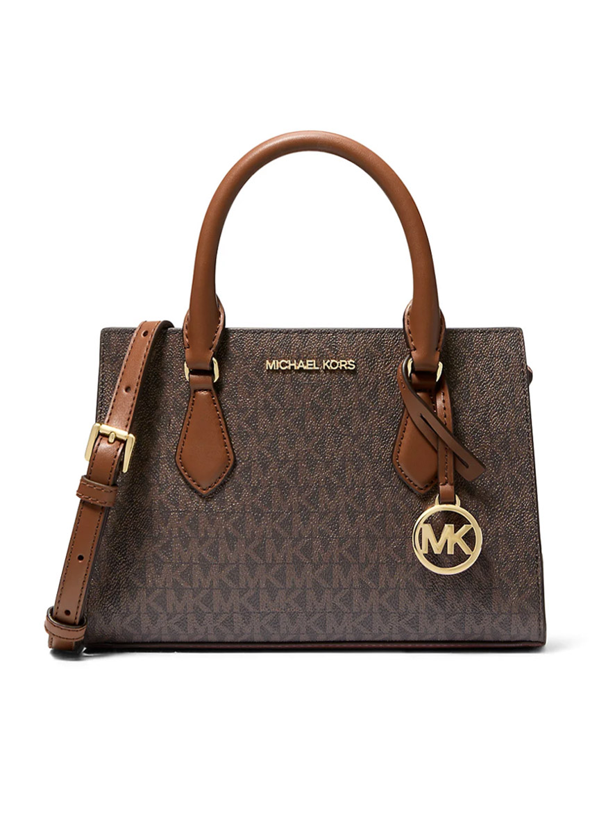 Michael Kors Sheila Small Signature Logo Satchel Brown