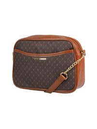 Pierre Cardin PC Logo E/W Chain Crossbody Brown Tan
