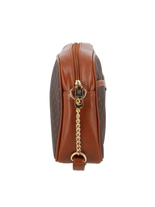 Pierre Cardin PC Logo E/W Chain Crossbody Brown Tan