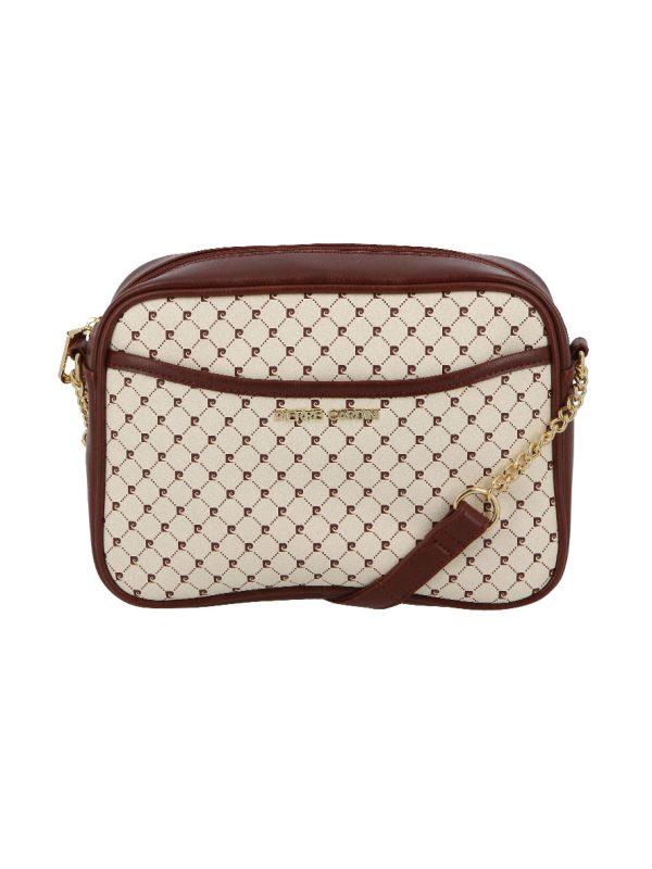 Pierre Cardin PC Logo E/W Chain Crossbody Cream Brown