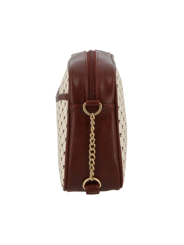 Pierre Cardin PC Logo E/W Chain Crossbody Cream Brown