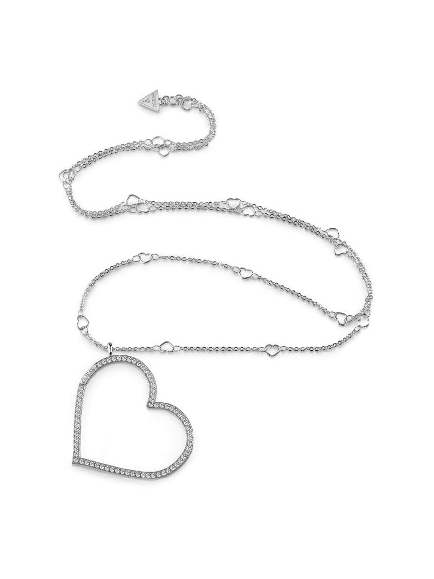 Guess Shine On Me Heart Necklace Silver
