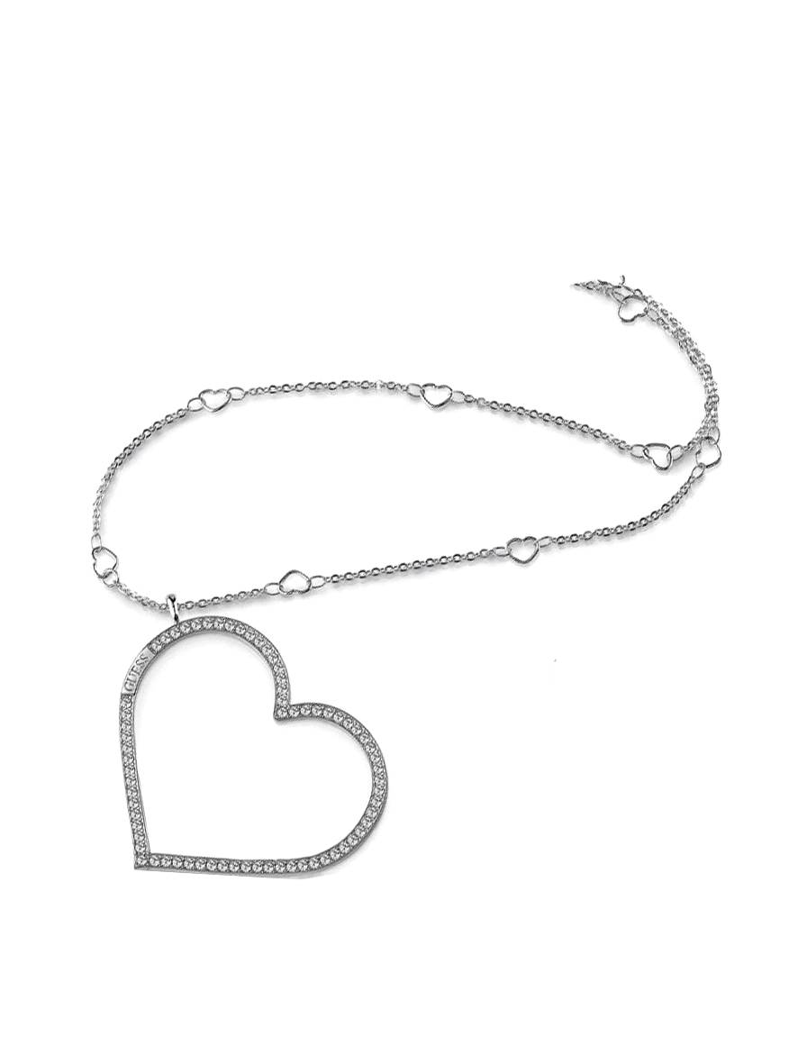 Guess Shine On Me Heart Necklace Silver