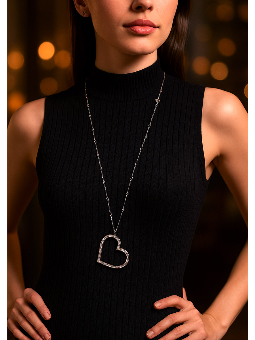 Guess Shine On Me Heart Necklace Silver