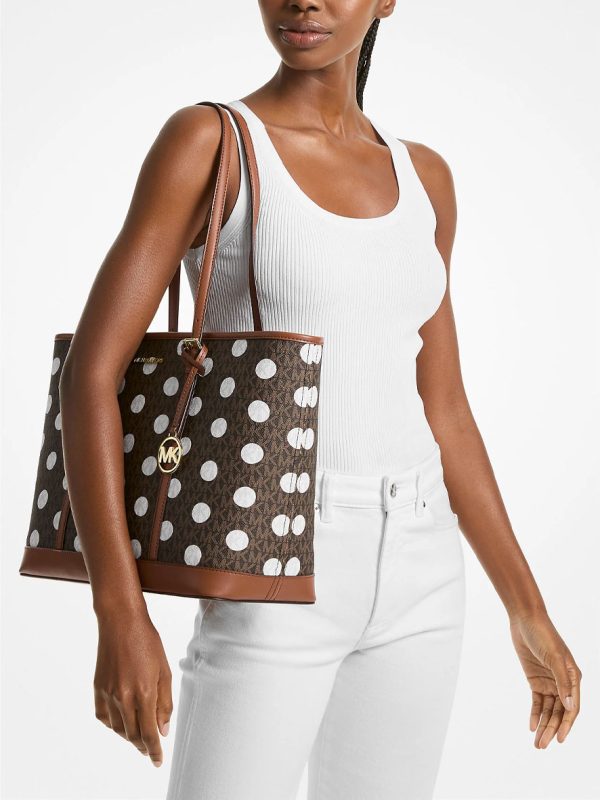 Michael Kors Jet Set Large Polka Dot Signature Logo Tote Bag Luggage