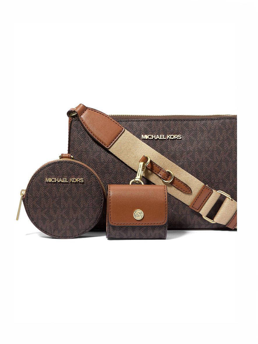 Michael Kors Jet Set Logo Crossbody Bag (with CASE for Apple Airpods Pro®) Brown