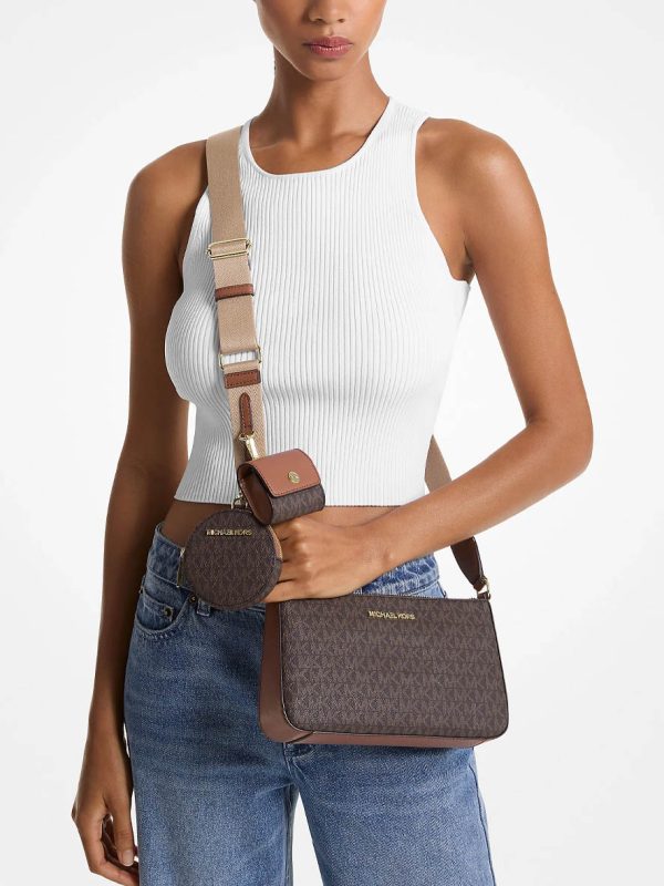 Michael Kors Jet Set Logo Crossbody Bag (with CASE for Apple Airpods Pro®) Brown