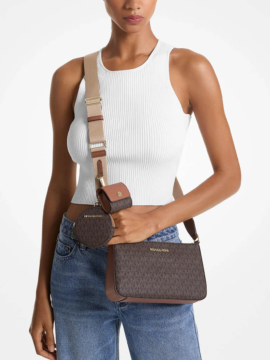 Michael Kors Jet Set Logo Crossbody Bag (with CASE for Apple Airpods Pro®) Brown