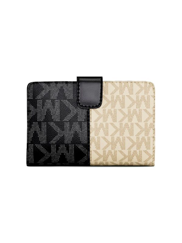Michael Kors Jet Set Medium Two-Tone Logo Wallet Black Multi