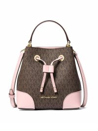 Michael Kors Mercer Small Logo Bucket Bag Powder Blush Brown