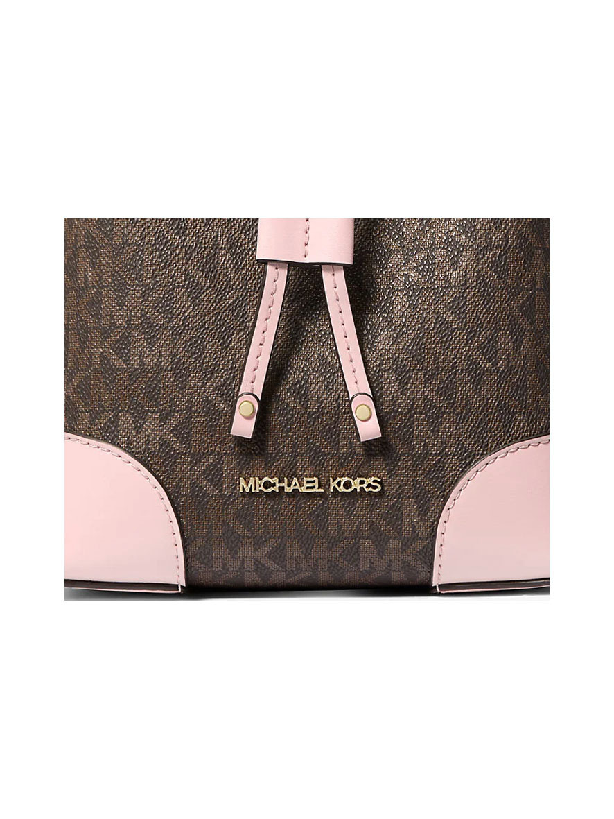 Michael Kors Mercer Small Logo Bucket Bag Powder Blush Brown
