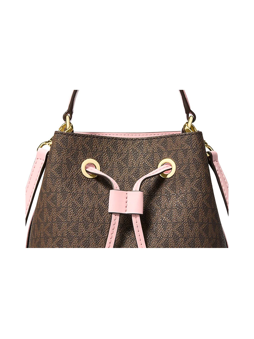 Michael Kors Mercer Small Logo Bucket Bag Powder Blush Brown