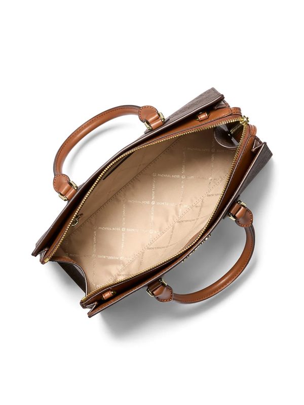 Michael Kors Sheila Medium Logo Satchel Brown