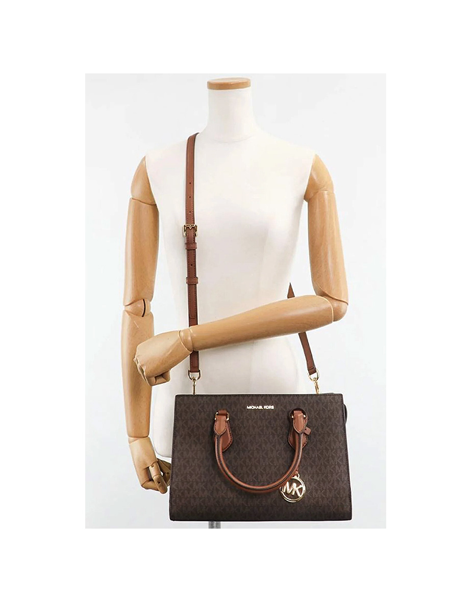 Michael Kors Sheila Medium Logo Satchel Brown