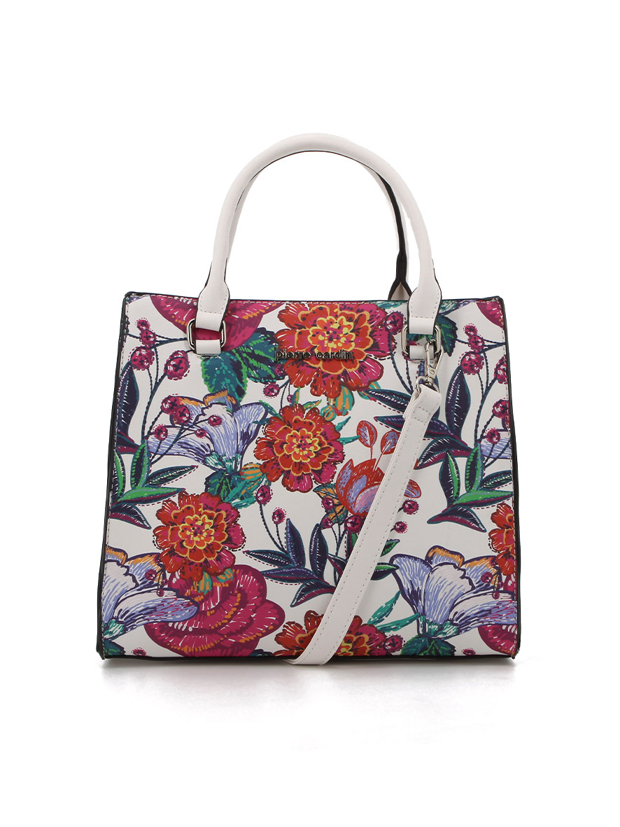 Pierre Cardin Salma Grab Satchel Bag White Floral