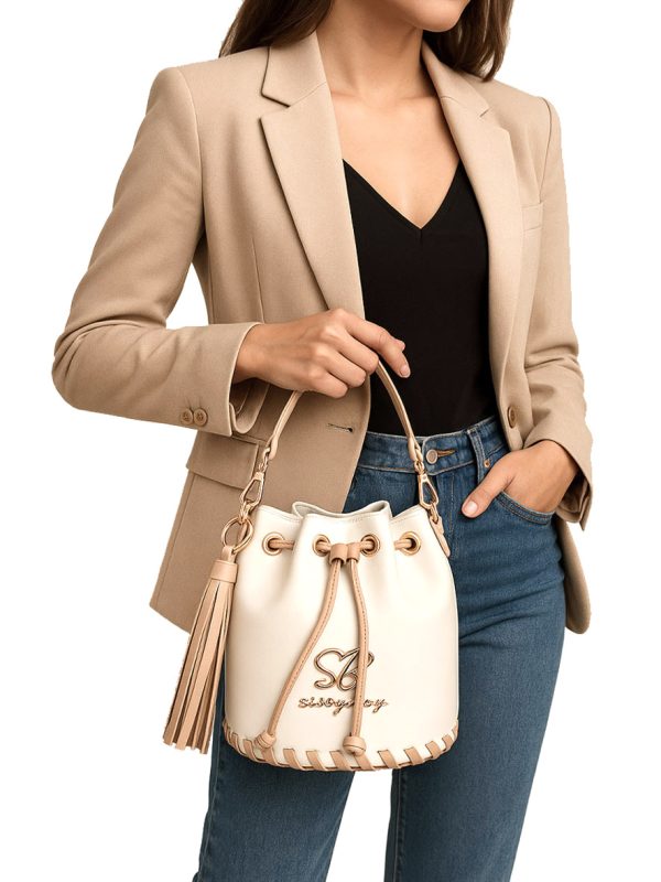 Sissy Boy Bling Bucket Bag Cream Beige