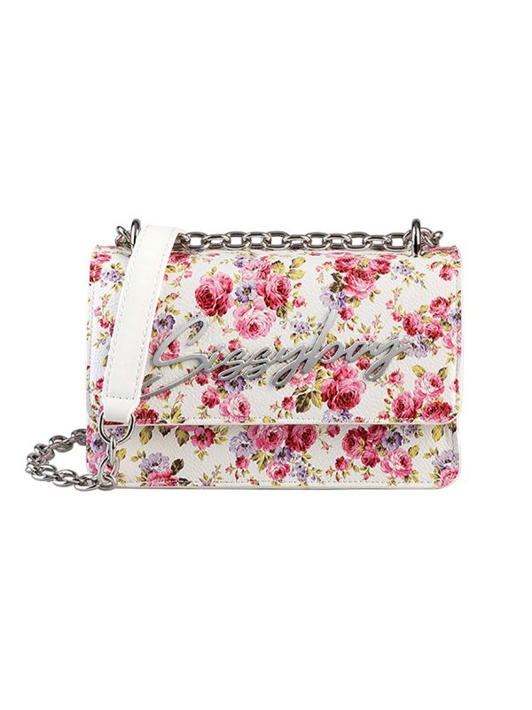 Sissy Boy Fancy Florals Sling Crossbody Bag White Purple Pink