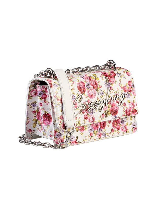 Sissy Boy Fancy Florals Sling Crossbody Bag White Purple Pink