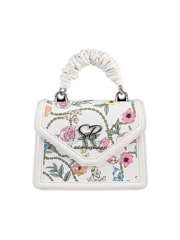 Sissy Boy Flower Denim Print Pompom Bag White Floral