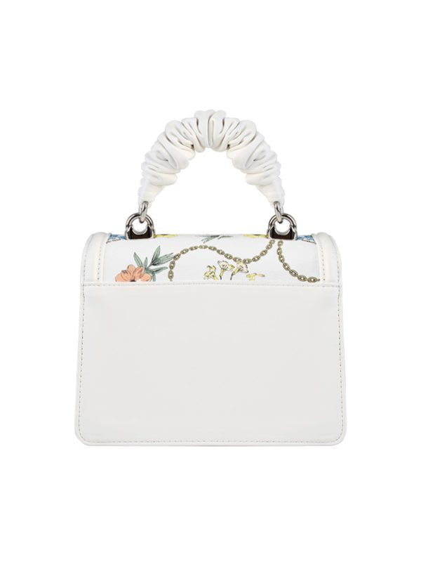 Sissy Boy Flower Denim Print Pompom Bag White Floral