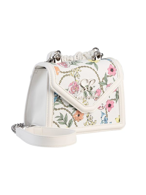 Sissy Boy Flower Denim Print Pompom Bag White Floral