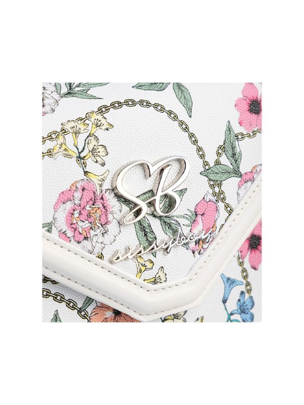 Sissy Boy Flower Denim Print Pompom Bag White Floral