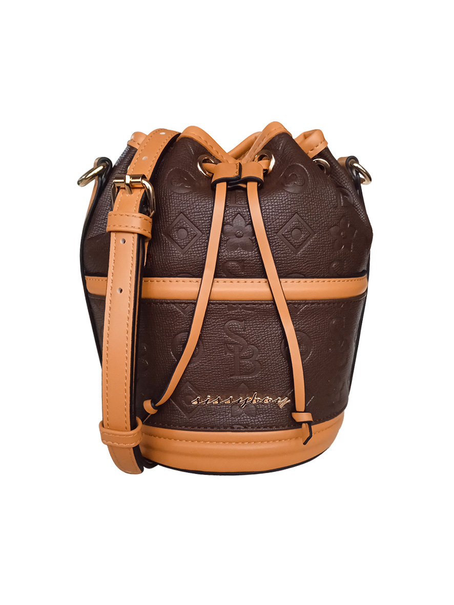 Sissy Boy Embossed Bucket Bag Brown Tan