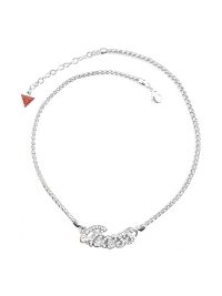 Guess Bold Crystal "Guess" Paved Necklace Silver