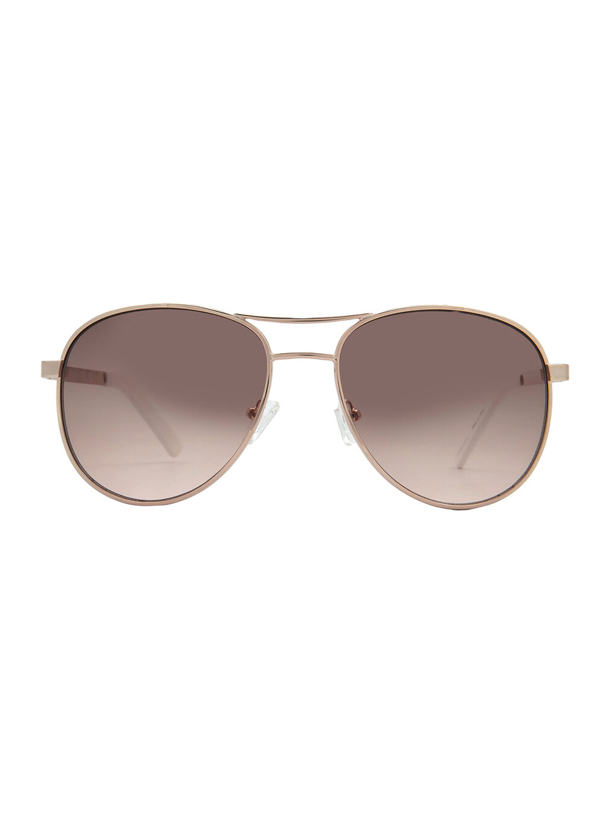 Guess Aviator Sunglasses Shiny Rose Gold Frame Brown Gradient Lens