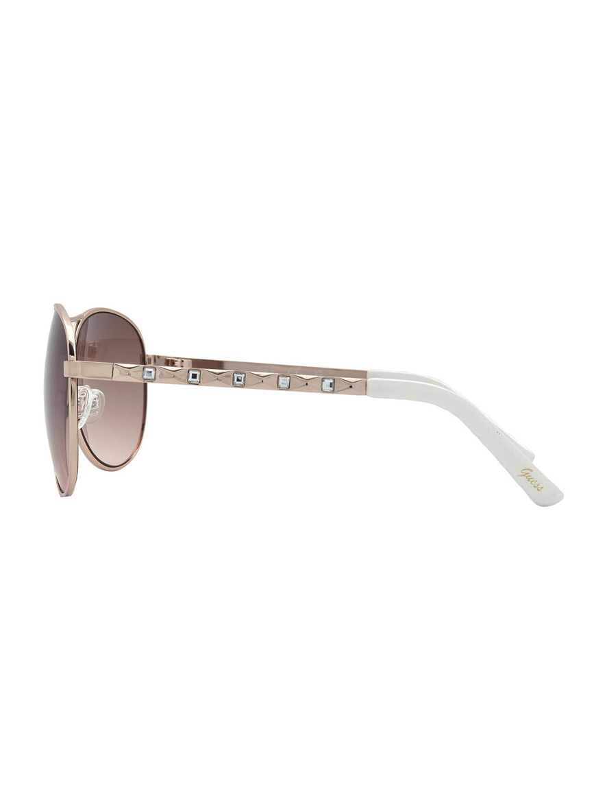 Guess Aviator Sunglasses Shiny Rose Gold Frame Brown Gradient Lens