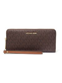 Michael Kors Jet Set Travel Large Logo Continental Wristlet Brown