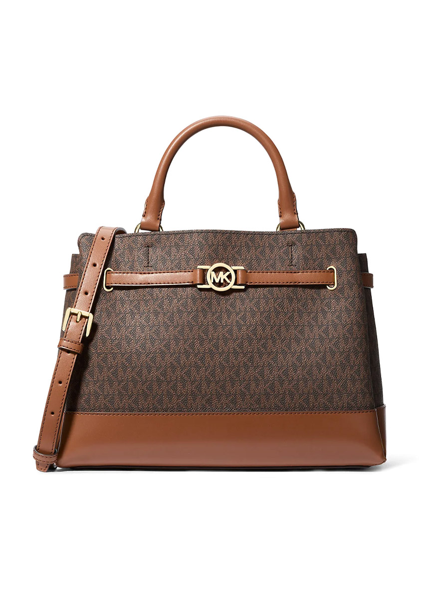 Michael Kors Reed Large Signature Logo Satchel Brown