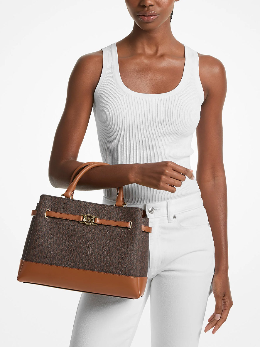 Michael Kors Reed Large Signature Logo Satchel Brown