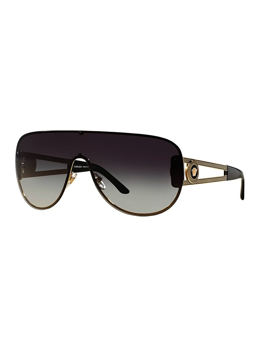Versace Woman's Sunglasses Pale Gold Grey Frame Gradient Dark Blue Lens