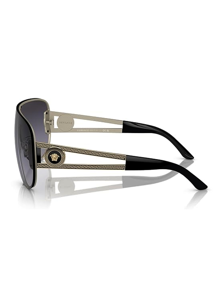 Versace Woman's Sunglasses Pale Gold Grey Frame Gradient Dark Blue Lens