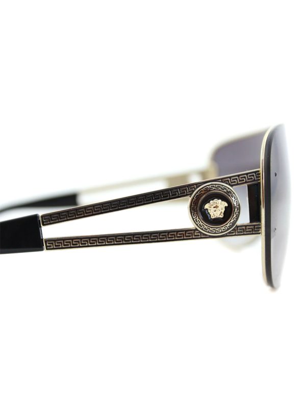 Versace Woman's Sunglasses Pale Gold Grey Frame Gradient Dark Blue Lens
