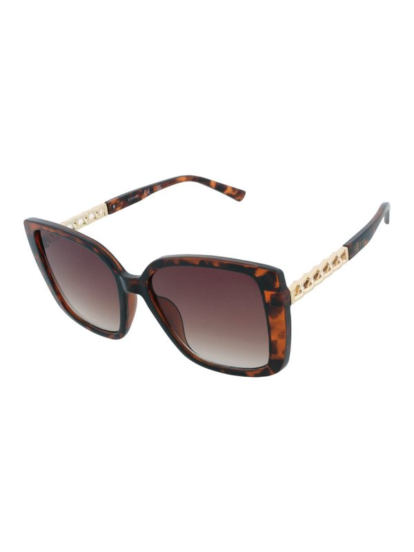 Guess Butterfly Ladies Butterfly Sunglasses Dark Havana Resin Frame Brown Gradient Lens