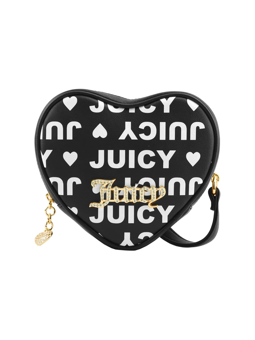 Juicy Couture Fluffy Crossbody Bag Licorice Heart Print