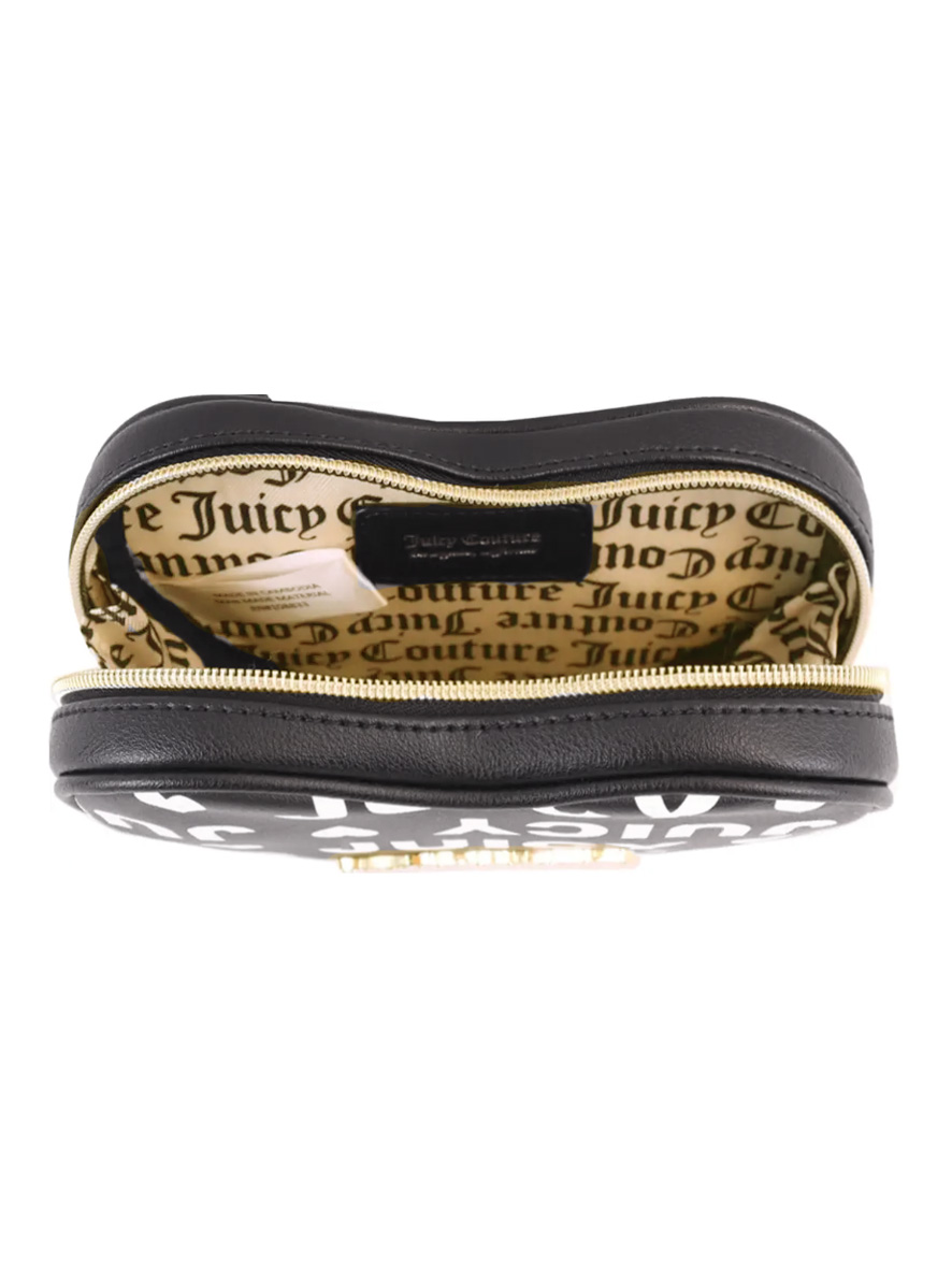 Juicy Couture Fluffy Crossbody Bag Licorice Heart Print