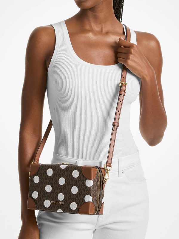 Michael Kors Jeanie Small Polka Dot Signature Logo Trunk Crossbody Bag Luggage