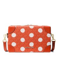 Michael Kors Jeanie Small Polka Dot Signature Logo Trunk Crossbody Bag Red Clay