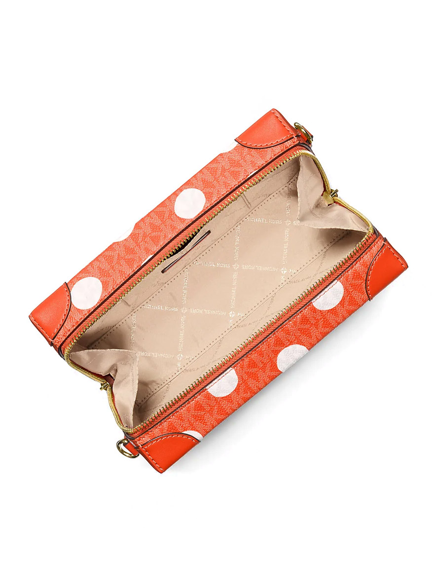Michael Kors Jeanie Small Polka Dot Signature Logo Trunk Crossbody Bag Red Clay