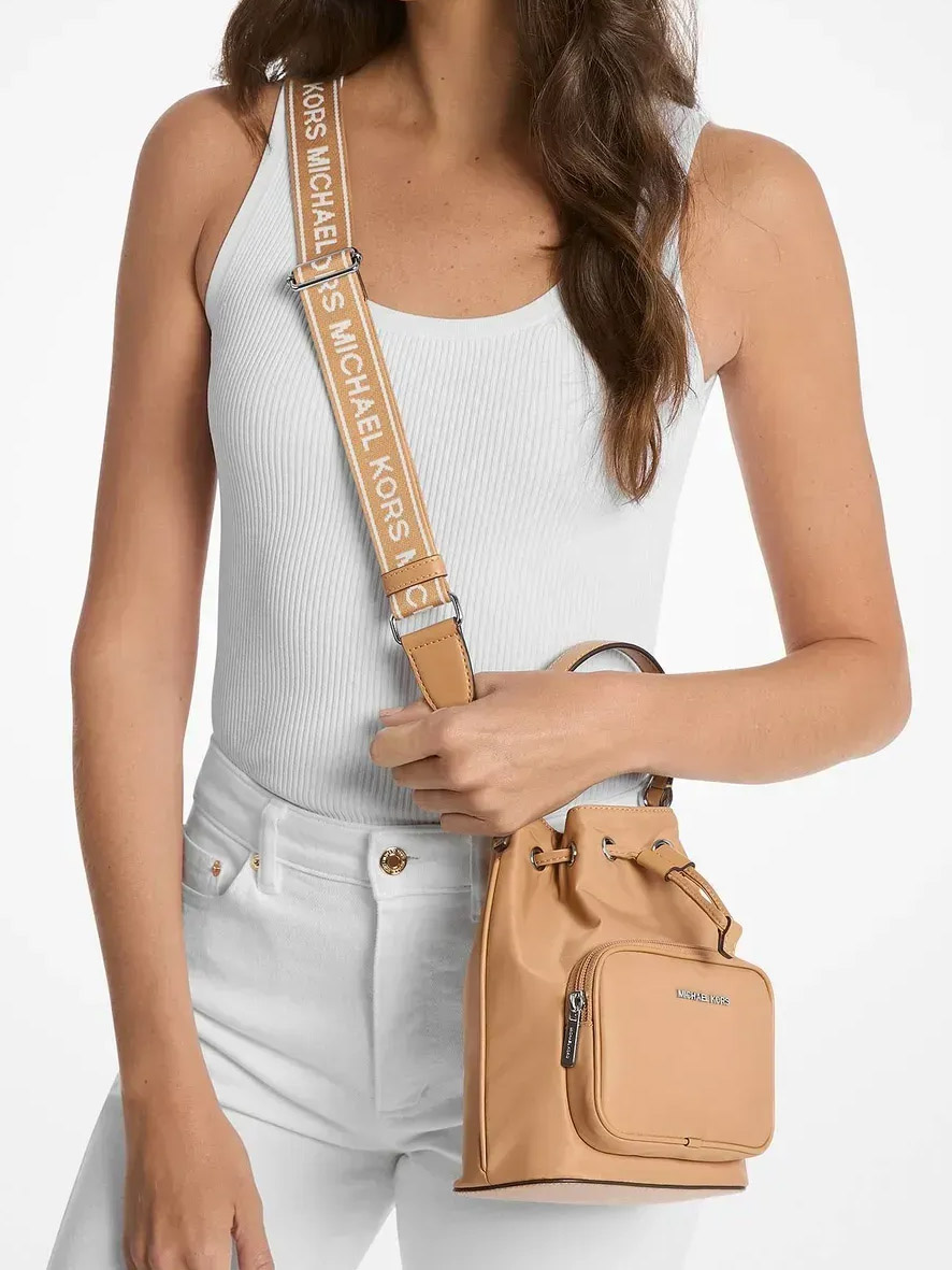 Michael Kors Khai Small Nylon Bucket Bag Peanut