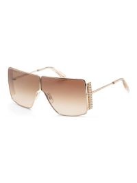Atelier Swarovski Women's Sunglasses Gold Square Sunglasses Shiny Pale Gold Frame Brown Gradient Lens