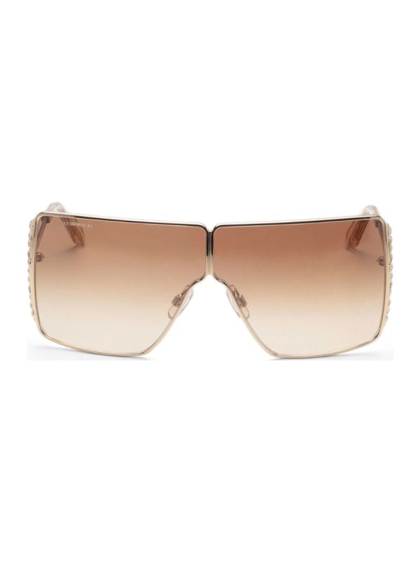 Atelier Swarovski Women's Sunglasses Gold Square Sunglasses Shiny Pale Gold Frame Brown Gradient Lens