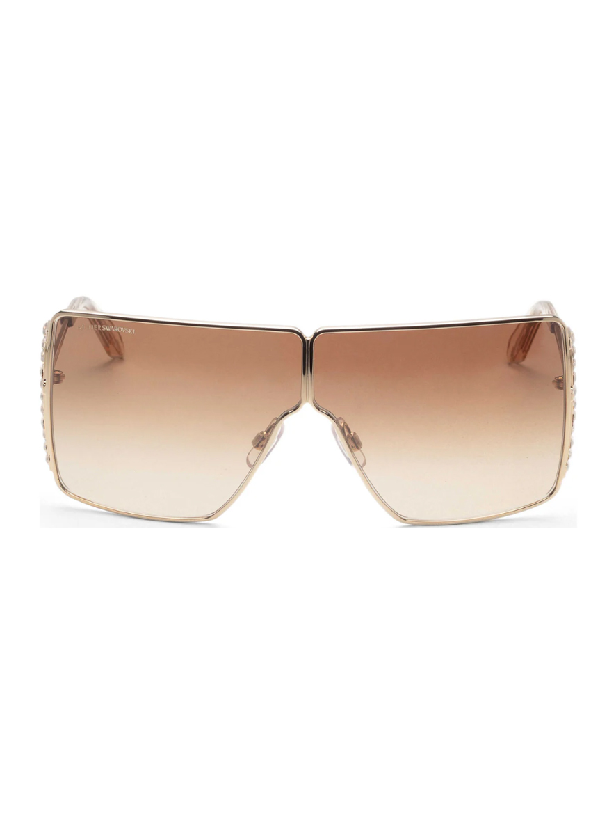 Atelier Swarovski Women's Sunglasses Gold Square Sunglasses Shiny Pale Gold Frame Brown Gradient Lens