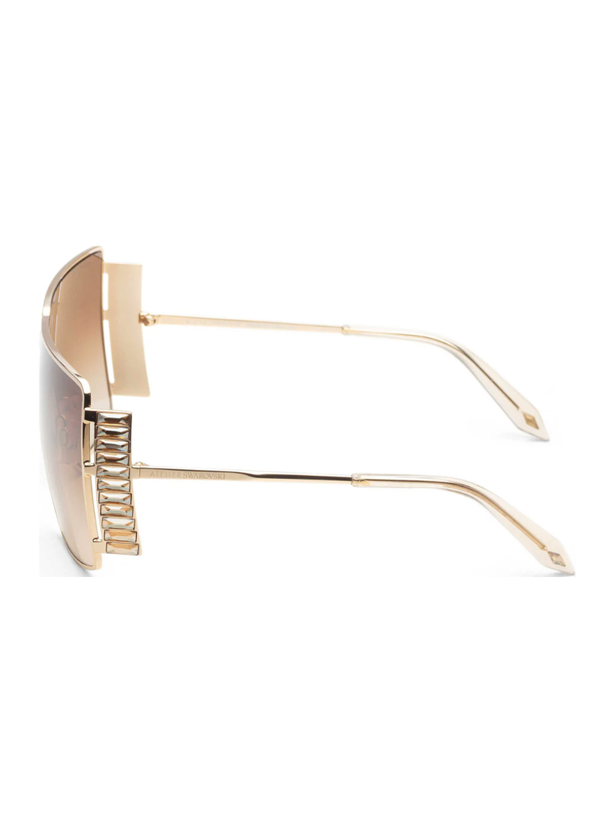 Atelier Swarovski Women's Sunglasses Gold Square Sunglasses Shiny Pale Gold Frame Brown Gradient Lens