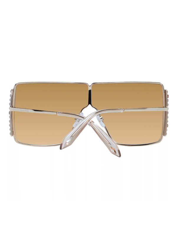 Atelier Swarovski Women's Sunglasses Gold Square Sunglasses Shiny Pale Gold Frame Brown Gradient Lens