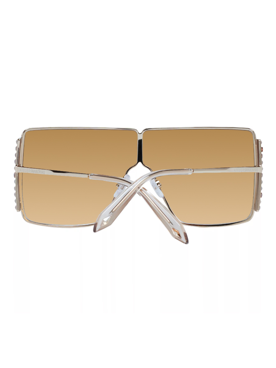 Atelier Swarovski Women's Sunglasses Gold Square Sunglasses Shiny Pale Gold Frame Brown Gradient Lens