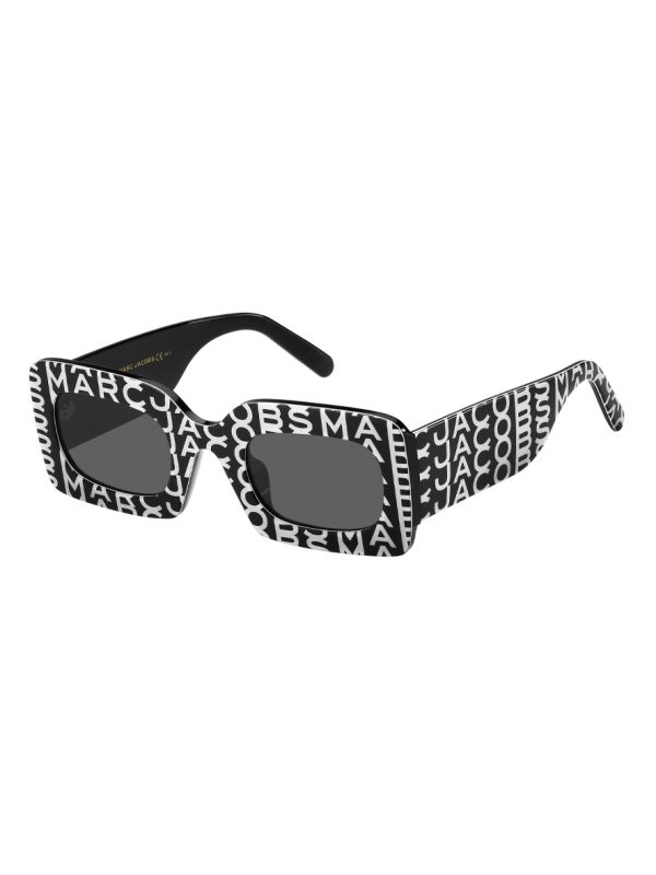 Marc Jacobs Bold Logo Women's Sunglasses Black with White Print Frame Grey Lens